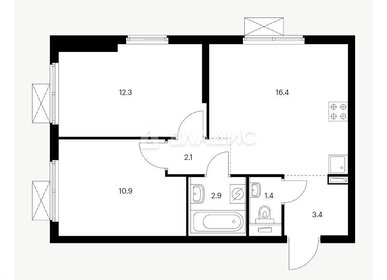 Квартира 49,4 м², 2-комнатная - изображение 1