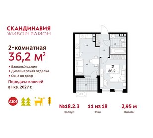 Квартира 36,2 м², 2-комнатная - изображение 1