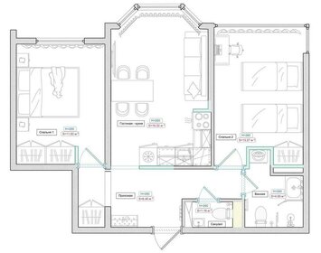 Квартира 55 м², 2-комнатная - изображение 2