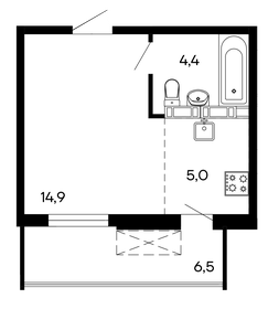 34 м², квартира-студия 5 984 000 ₽ - изображение 19