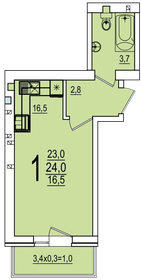 Квартира 24 м², 1-комнатная - изображение 1