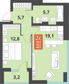 48,4 м², 2-комнатная квартира 5 000 000 ₽ - изображение 116