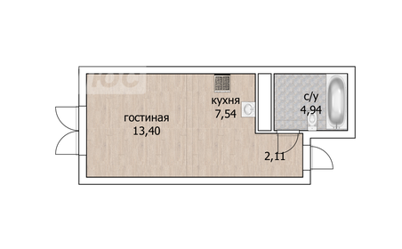 Квартира 28 м², студия - изображение 1