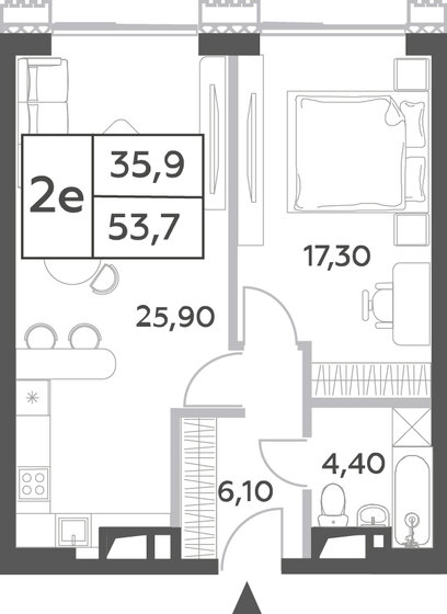 53,7 м², 2-комнатная квартира 23 783 102 ₽ - изображение 1