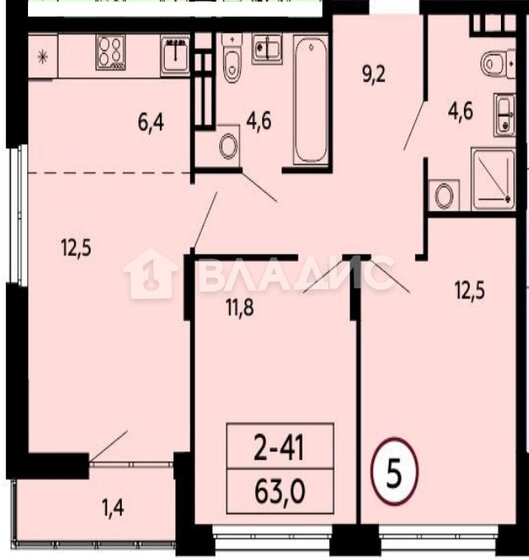 63 м², 3-комнатная квартира 14 600 000 ₽ - изображение 42