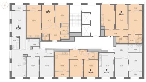 92,4 м², 3-комнатная квартира 12 320 838 ₽ - изображение 65