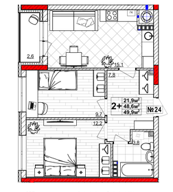 44,8 м², 2-комнатная квартира 4 200 000 ₽ - изображение 82