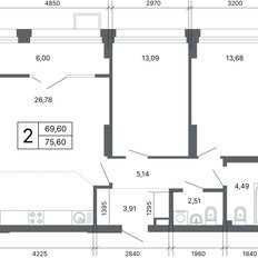 Квартира 75,3 м², 2-комнатная - изображение 2