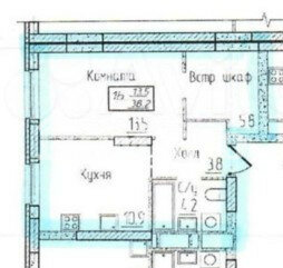 Квартира 38 м², 1-комнатная - изображение 1