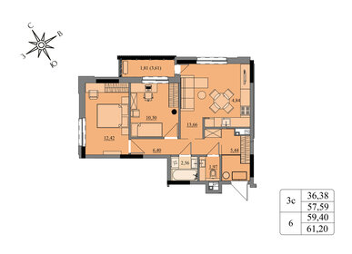 61 м², 2-комнатная квартира 4 990 000 ₽ - изображение 6