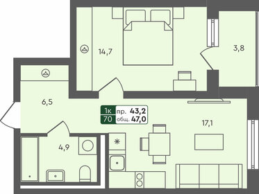 46,2 м², 1-комнатная квартира 5 977 230 ₽ - изображение 27