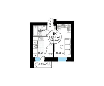 Квартира 38,4 м², 1-комнатная - изображение 1