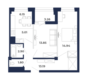 61,1 м², 3-комнатная квартира 6 703 360 ₽ - изображение 10