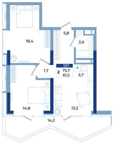 Квартира 75,7 м², 2-комнатные - изображение 1