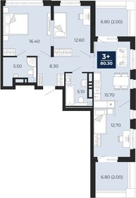 80,4 м², 3-комнатная квартира 10 550 000 ₽ - изображение 17