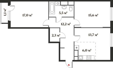 Квартира 73,4 м², 3-комнатная - изображение 1