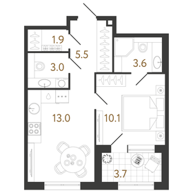 36,4 м², 1-комнатная квартира 11 227 933 ₽ - изображение 24
