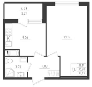 Квартира 38,5 м², 1-комнатная - изображение 1