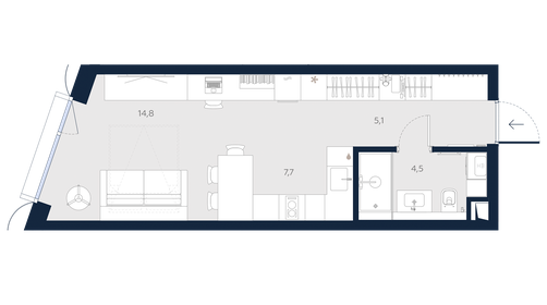 27,6 м², квартира-студия 16 500 000 ₽ - изображение 109