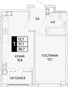 Квартира 38,7 м², 1-комнатная - изображение 1