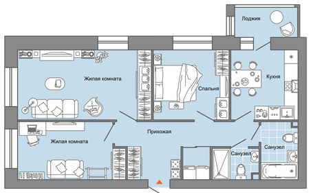 Квартира 76 м², 3-комнатная - изображение 1