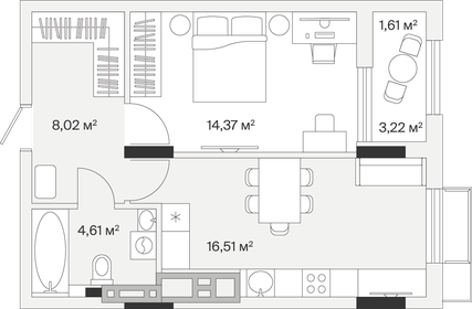 45,1 м², 1-комнатная квартира 6 532 250 ₽ - изображение 6