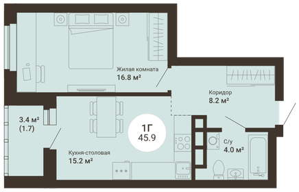 35,1 м², 1-комнатная квартира 4 750 000 ₽ - изображение 121