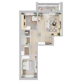 Квартира 56,3 м², 2-комнатная - изображение 1