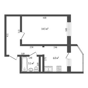 Квартира 33 м², 1-комнатная - изображение 3