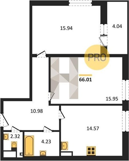 65,3 м², 2-комнатная квартира 27 252 000 ₽ - изображение 1