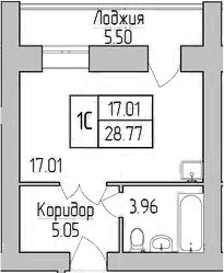 Квартира 29 м², студия - изображение 1