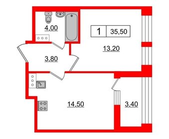 Квартира 38,9 м², 1-комнатная - изображение 1