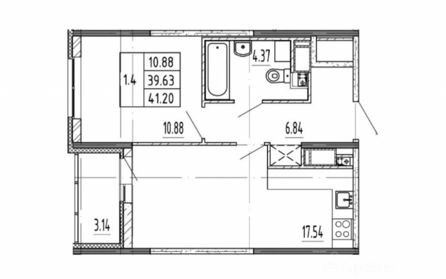 39,6 м², 1-комнатная квартира 8 830 000 ₽ - изображение 1