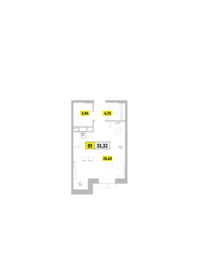 Квартира 33,3 м², студия - изображение 1