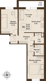 Квартира 53,8 м², 3-комнатная - изображение 1