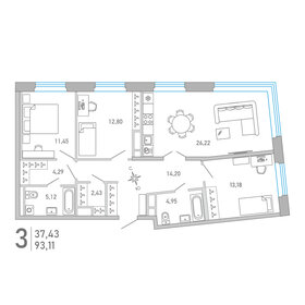 Квартира 93,1 м², 3-комнатная - изображение 1