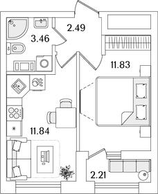 32 м², 1-комнатная квартира 9 983 425 ₽ - изображение 12