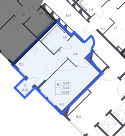 Квартира 34,6 м², 1-комнатная - изображение 1