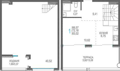 Квартира 72,2 м², 1-комнатная - изображение 1