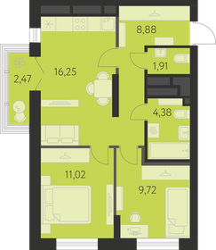 52,9 м², 2-комнатная квартира 6 896 000 ₽ - изображение 22
