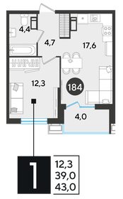 43 м², 1-комнатная квартира 7 684 100 ₽ - изображение 5