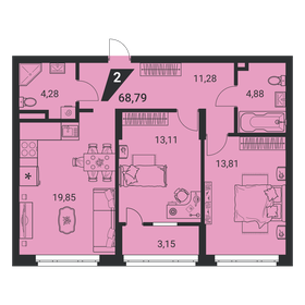 68 м², 2-комнатная квартира 8 228 000 ₽ - изображение 6