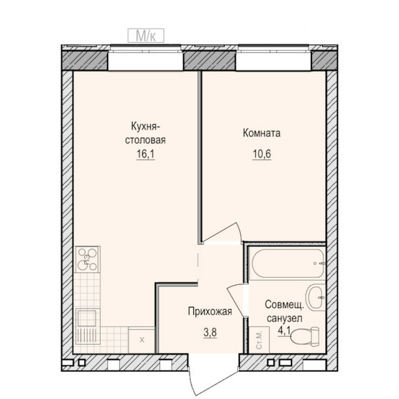 34,6 м², 1-комнатная квартира 4 668 200 ₽ - изображение 35
