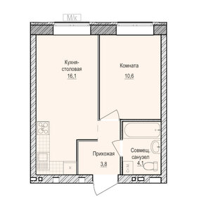 Квартира 34,6 м², 1-комнатная - изображение 1