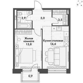 Квартира 45,7 м², 2-комнатная - изображение 1