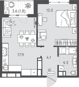 43 м², 1-комнатная квартира 5 400 000 ₽ - изображение 72