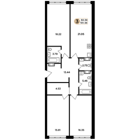 Квартира 101,4 м², 3-комнатная - изображение 1