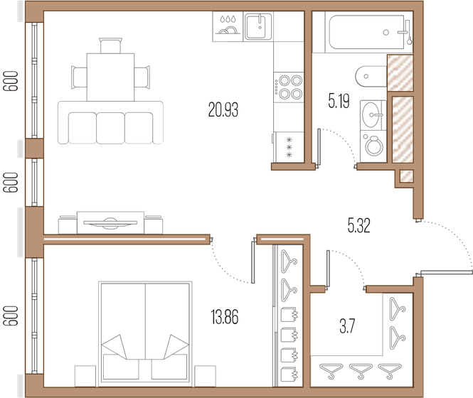 49 м², 1-комнатная квартира 20 457 500 ₽ - изображение 15