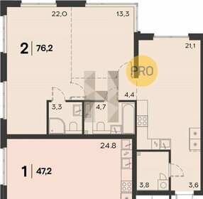 Квартира 76,2 м², 2-комнатная - изображение 1