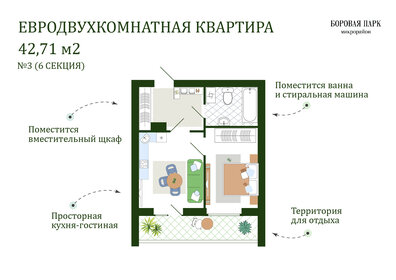 42,5 м², 1-комнатная квартира 3 650 000 ₽ - изображение 19